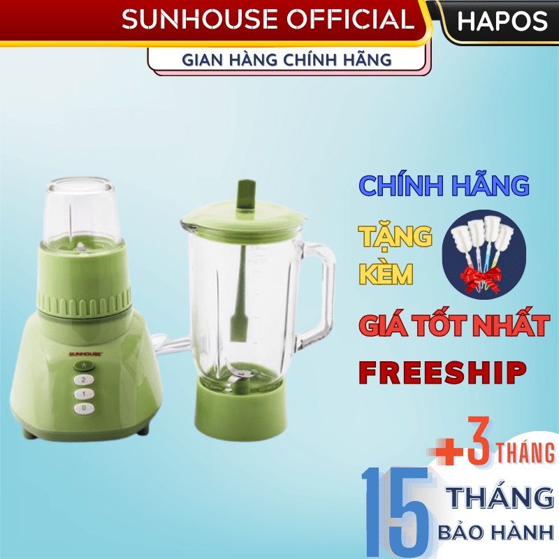 Máy xay sinh tố Sunhouse 2 cối xay SHD5112 Chính hãng, mini dung tích 1 lít đa năng 350W 2 tốc độ - HAPOS OFFICIAL
