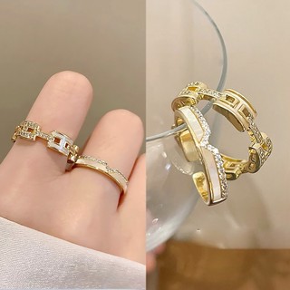 Nhẫn Đính Đá Chữ niche Độc Đáo Sang Trọng