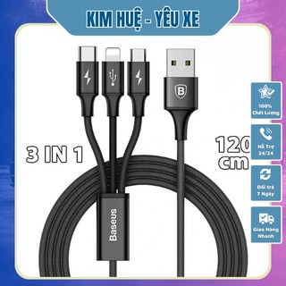 Cáp sạc 3 đầu type c,,micro usb siêu bền và tiện ích