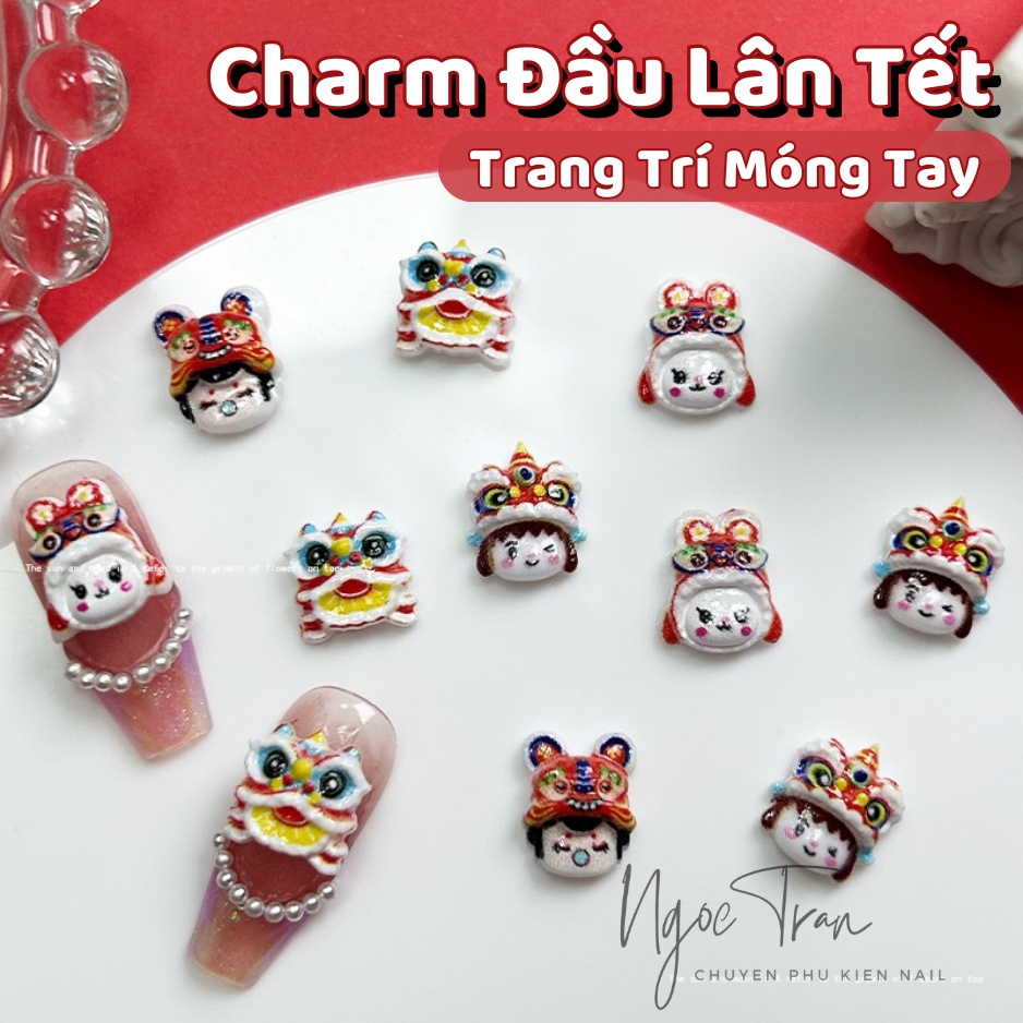 Charm Hoạt Hình Nón Lân Tết 2024 | Trang Trí Móng Tay