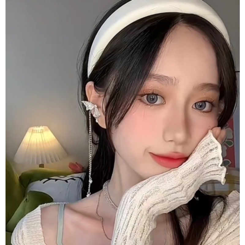 Dễ Thương Bông Tai Dáng Dài Hình Bướm Phối Tua Rua Xinh Xắn Thời Trang Cho Nữ