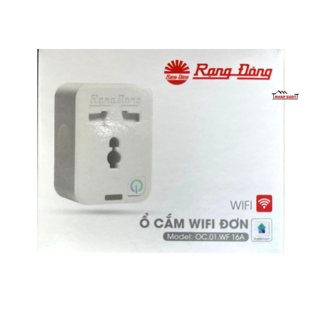 Ổ cắm thông minh Rạng Đông 16A điều khiển qua wifi bằng điện thoại, đặt lịch, hẹn giờ - OC.01.WF
