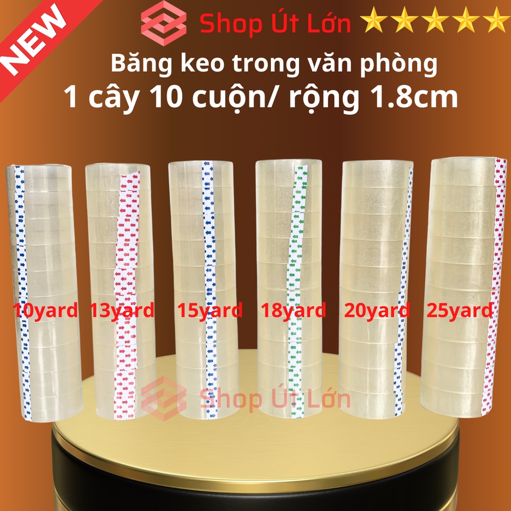 Băng keo trong văn phòng loại nhỏ, 1 cây 10 cuộn rộng 1.8cm, 10yard-20yard-25yard-30yard - Siêu Thị 