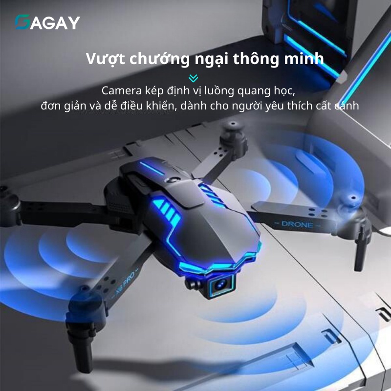 Flycam mini X6 pro, máy bay không người lái hình ảnh 4K, dung lượng pin lớn, tránh chướng ngại vật GAGAY (Tặng Chibi)