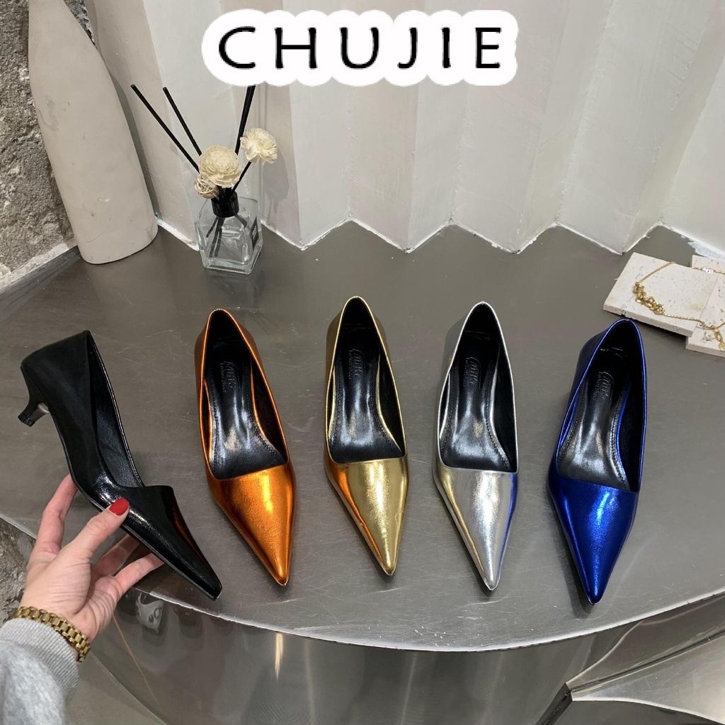 CHUJIE giày cao gót nữ đế cao sandal đi chơi FBL23903D6 36Z230906