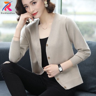 Áo khoác len cardigan KRECOO cổ chữ V dáng rộng thời trang Hàn Quốc mới cho nữ