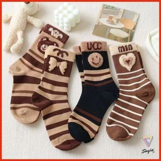 Tất cotton Cổ Cao Phối Lông Vũ Thời Trang Mùa Đông Cho Nữ