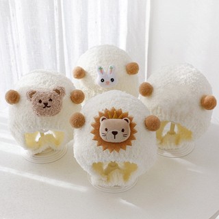Mũ len lông cừu giữ ấm tai hình gấu / thỏ dễ thương cho bé
