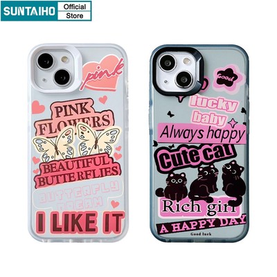 Ốp Điện Thoại TPU Silicon Mềm Mặt Nhám Họa Tiết Bướm / Mèo Cho Iphone 15 14 12 13 11 Pro Max IP 7 8 Plus Iphon X Xs XR Xs Max