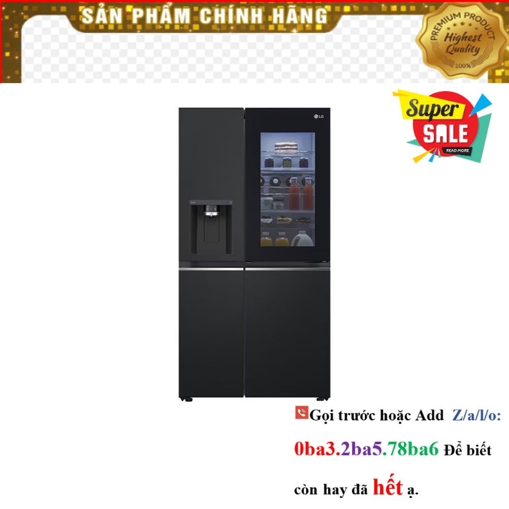 [Hãng] Tủ lạnh LG Instaview lấy nước ngoài UVnano 635L màu đen GR-X257BL |