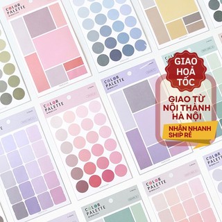 Bộ 4 tấm sticker giấy dán chấm bi đánh dấu màu pastel dán trang trí sổ tay ST323