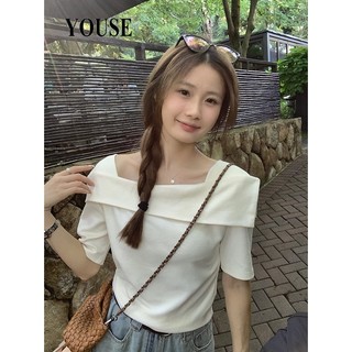 YOUSE áo phông áo thun nữ croptop baby tee Comfortable Phong cách hàn quốc Fashion WTX2410IPE 3Z240117