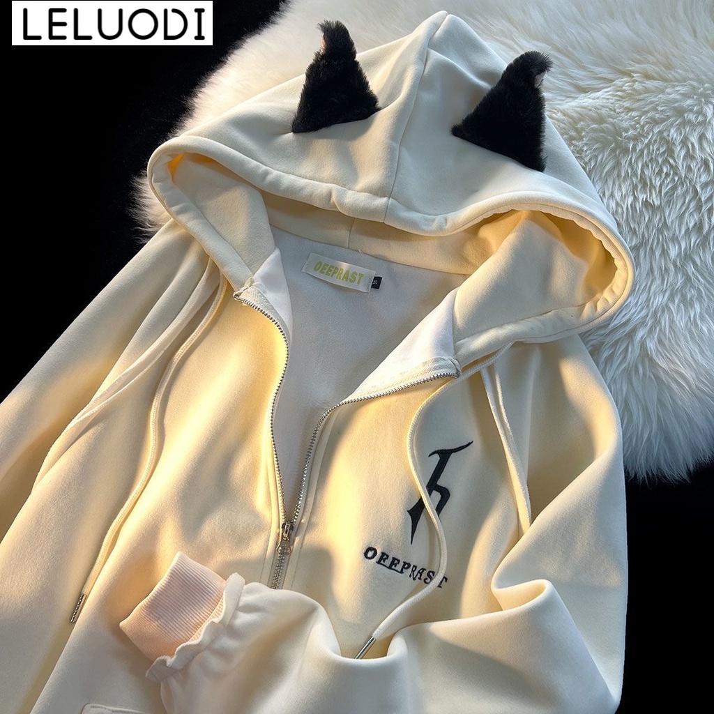 LELUODI Áo Khoác hoodie áo khoác nữ zip hoodie comfortable Thông thường New Style Fashion WJK2390YOM 37Z230914 | BigBuy360 - bigbuy360.vn