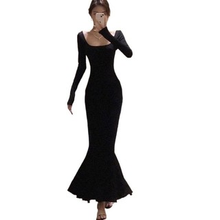 Đầm Đuôi Cá Tay Dài Ôm Eo Phong Cách Pháp Thời Trang Cho Nữ