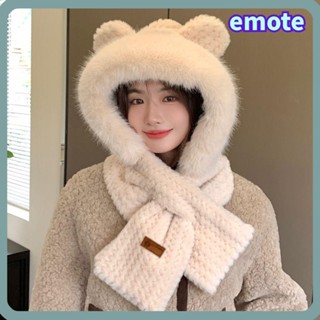 Khăn quàng cổ tích hợp EMOTE, Khăn quàng cổ Mũ beanie ấm áp chống gió, Mùa đông dày mềm mại Khăn quàng cổ có mũ trùm đầu ngoài trời