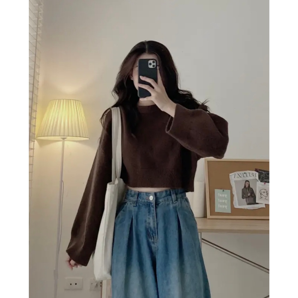 ÁO LEN croptop trơn dài tay Aolencroptoptron786_P13k16