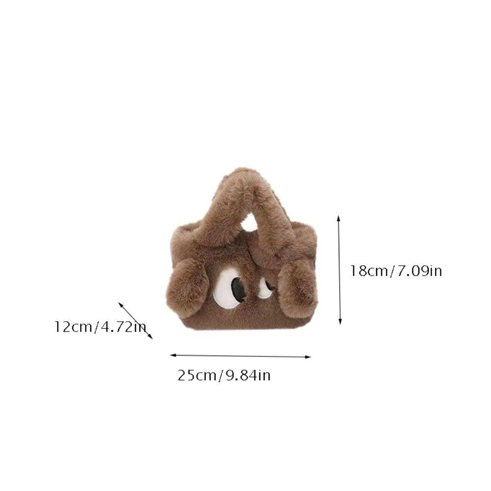 Sweetjohn Túi Xách tote Đeo Vai / Xách Tay Hình Vuông Cỡ Nhỏ Phủ Lông Họa Tiết Hoạt Hình Chú Chó Mắt To Phối Dây Xích Thời Trang