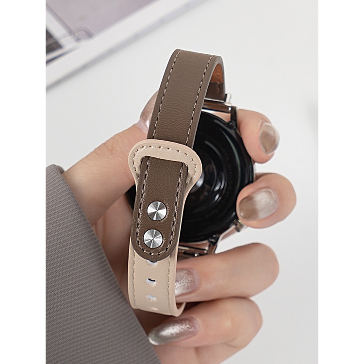 Dây Đeo Bằng Da 20mm / 22mm Cho Đồng Hồ Thông Minh samsung galaxy watch 4 / 5 / 6 / 5 pro / 6 classic / gear s3 / active 2 huawei gt 2e 3 4