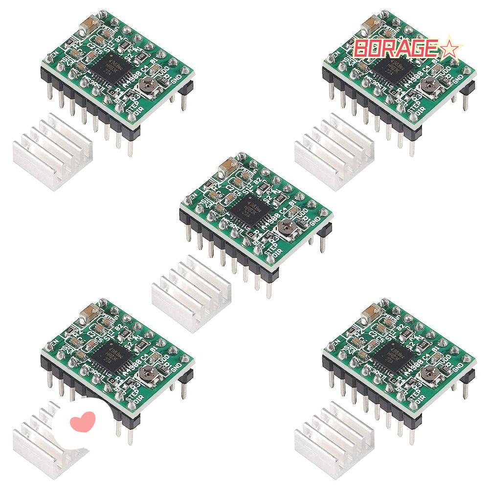Borag Set 6 Mô Đun Động Cơ Bước a4988 Giao Diện Máy In Màu Xanh Lá Có