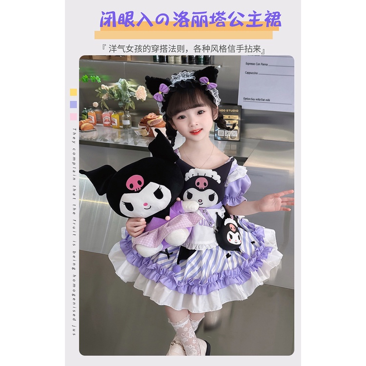 Đầm Công Chúa Hai Dây Mùa Hè Phong Cách kuromi lolita Mới Cho Bé Gái