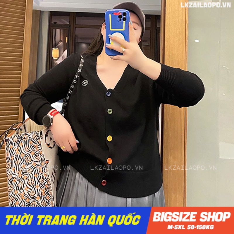 Áo khoác len cardigan nữ Bigsize Áo Sweater dệt kim tay dài kiểu form rộng cổ chữ v Mùa Thu Đông Phong cách Thời Trang Hàn Quốc đẹp
