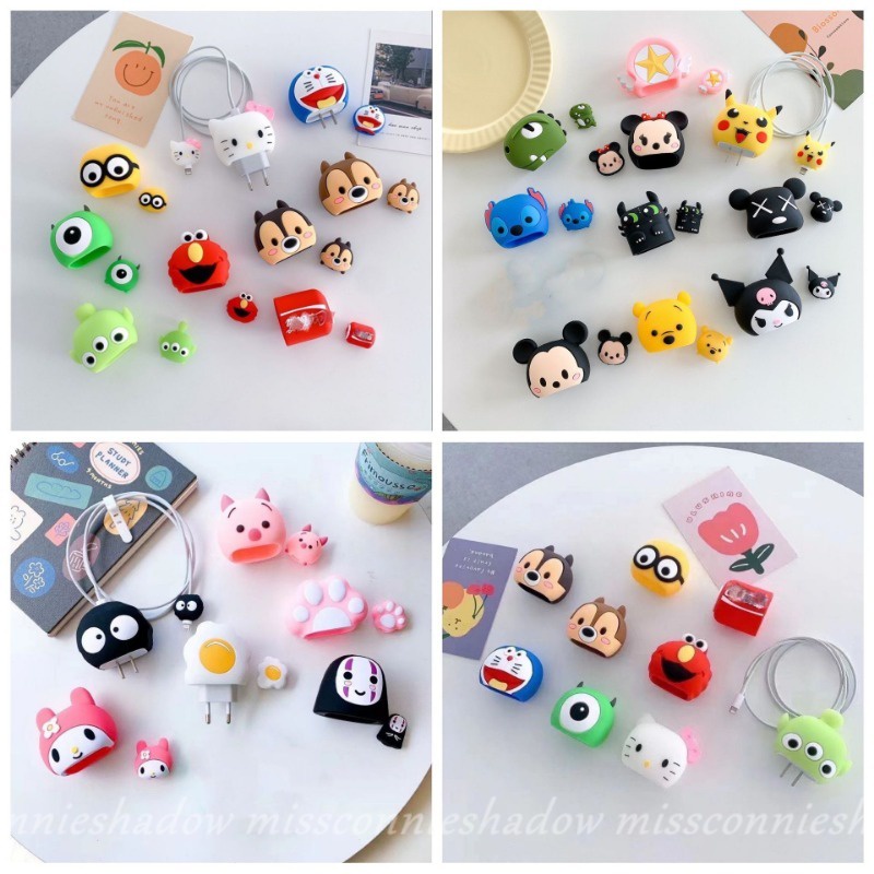 DISNEY Dễ Thương Phụ Kiện Bảo Vệ Dây Cáp Sạc usb Nhiều Kiểu Dáng Họa Tiết Hoạt Hình Đáng Yêu