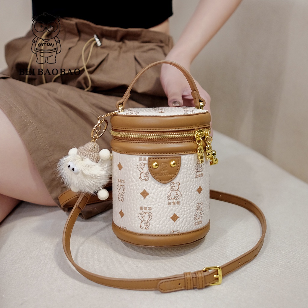 Túi xách nữ thời trang mới 2023 Túi hình trụ Túi đeo vai Messenger