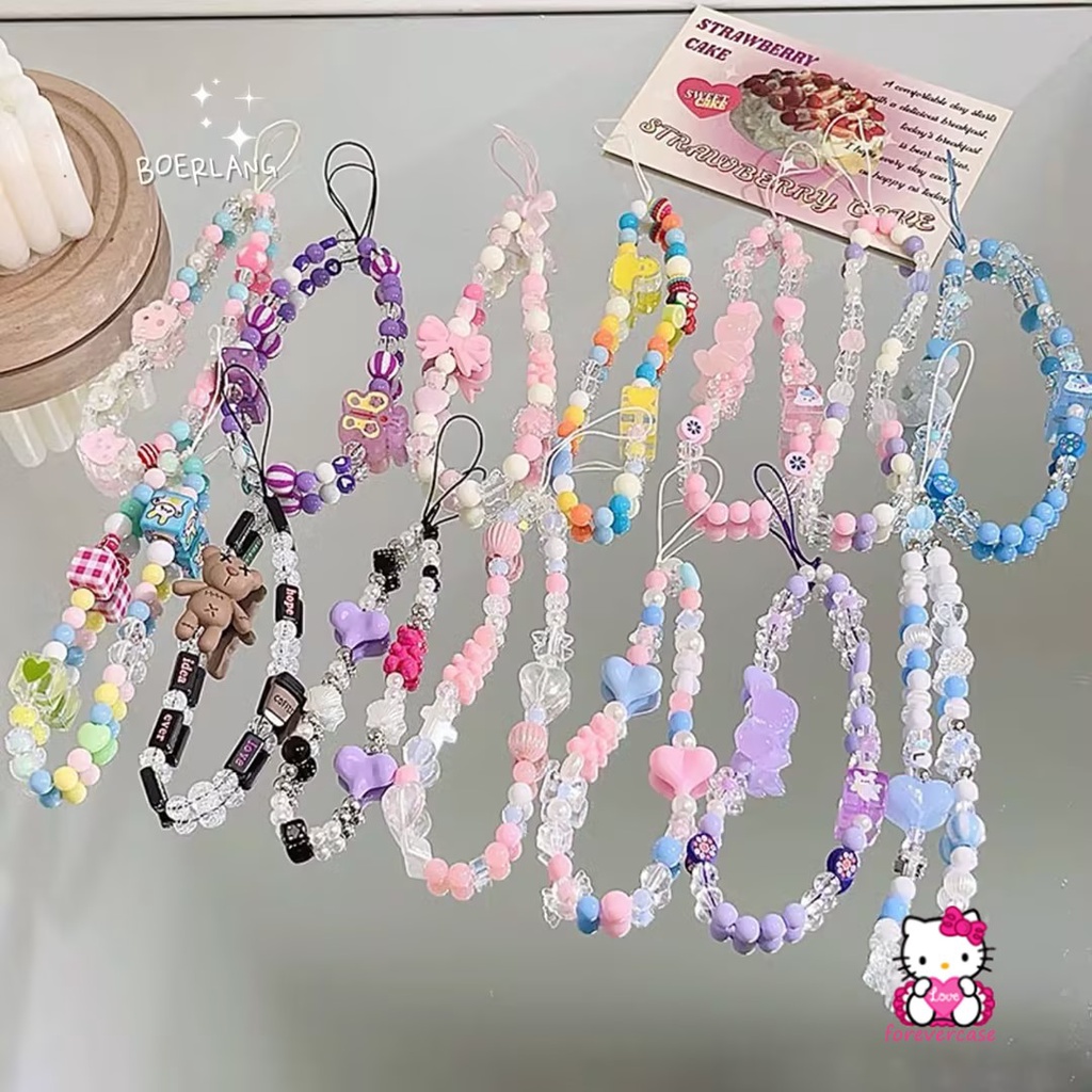 Dây Xích Điện Thoại Bằng acrylic Đa Năng Mặt Hình Nơ / Bông Hoa 3d Nhiều Màu Dễ Thương