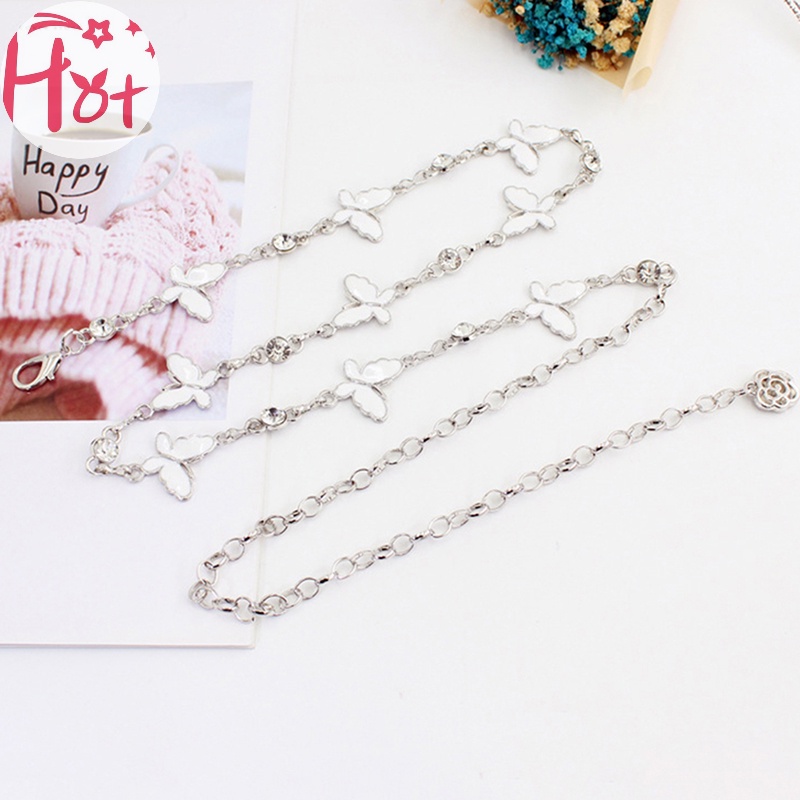 Jr Thắt Lưng Dây Xích Kim Loại Mảnh Mặt Hình Bướm Có Thể Điều Chỉnh Trang Trí Đầm / Áo Len