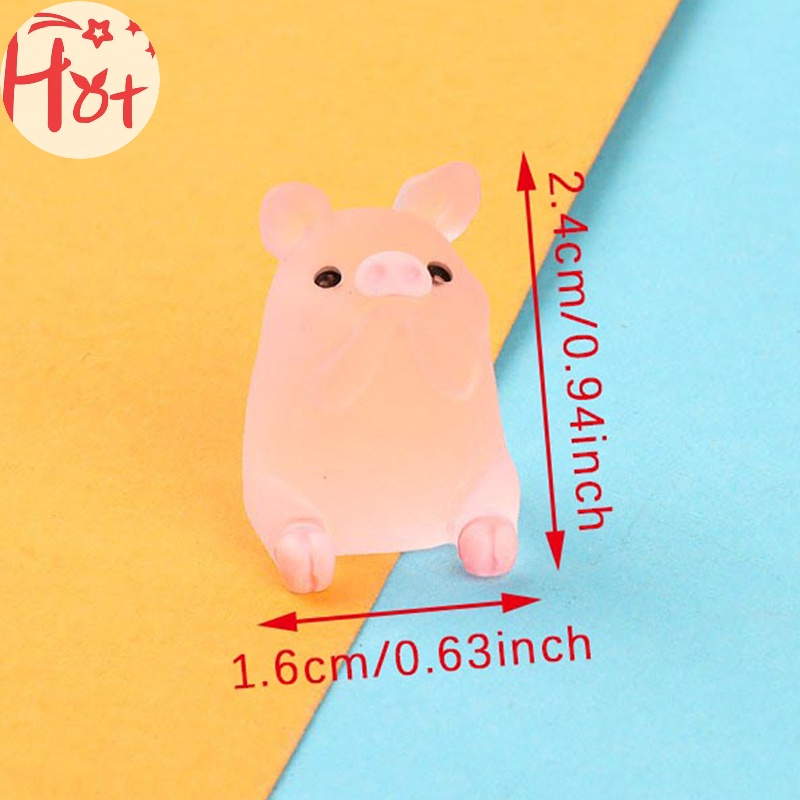 Jr set 6 Mô Hình Chú Heo Dạ Quang Trang Trí Tiểu Cảnh