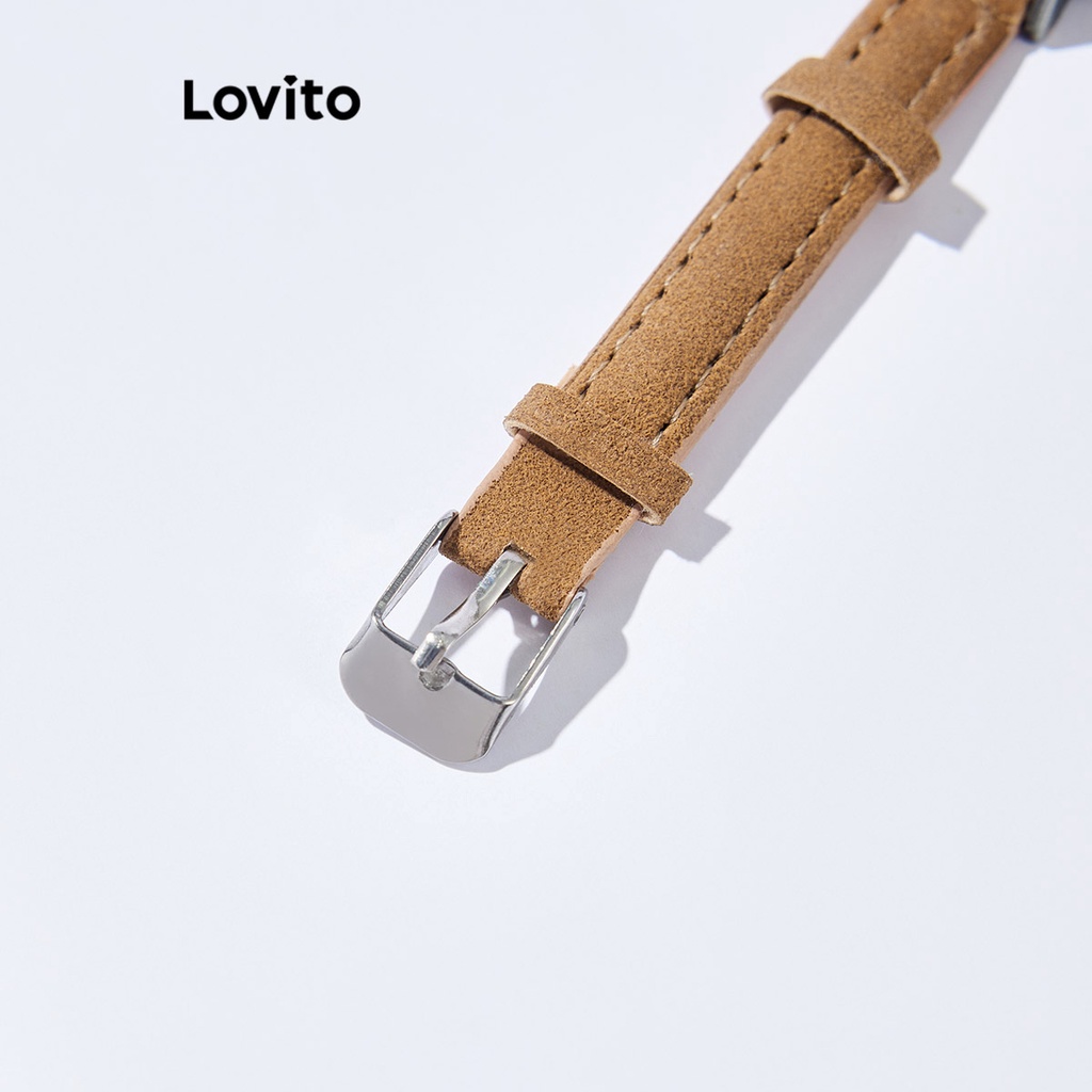 Đồng hồ Lovito thạch anh/vòng tay kim loại màu trơn thường ngày cho nữ L63AD292 (màu nâu/hồng/xanh lá/bạc)