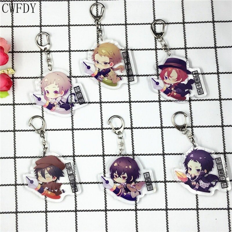 Móc khóa New Bungou Stray Dogs 2 mặt trong suốt Acrylic Dazai Osamu Nakahara Chuuya chibi dễ thương