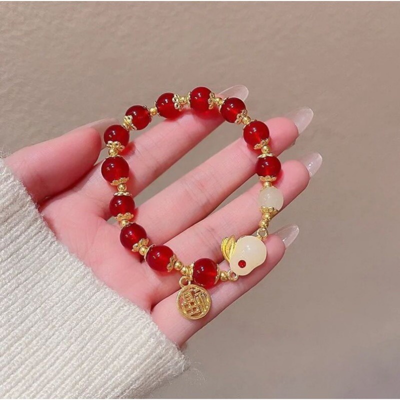 1 Vòng Tay Ngọc Trai Giả / Vòng Tay Hình Thỏ Mắt Mèo / Bướm Phong Cách Pháp Sang Trọng