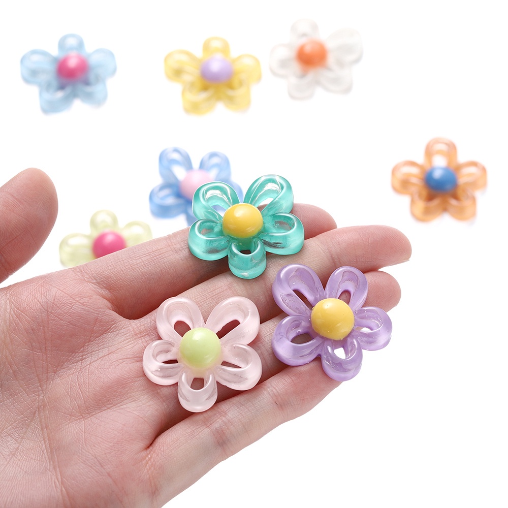 Bộ 4 / 2 Mặt Dây Chuyền 30mm Trong Suốt Hình Bông Hoa Bằng acrylic Dùng Làm Trang Sức diy
