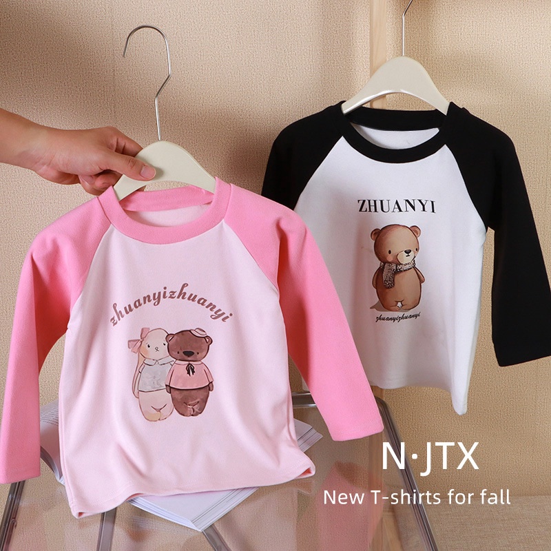 Áo Thun Tay Dài Cổ Tròn Phong Cách Thu Đông Mới Dành Cho Bé Gái 80-160cm