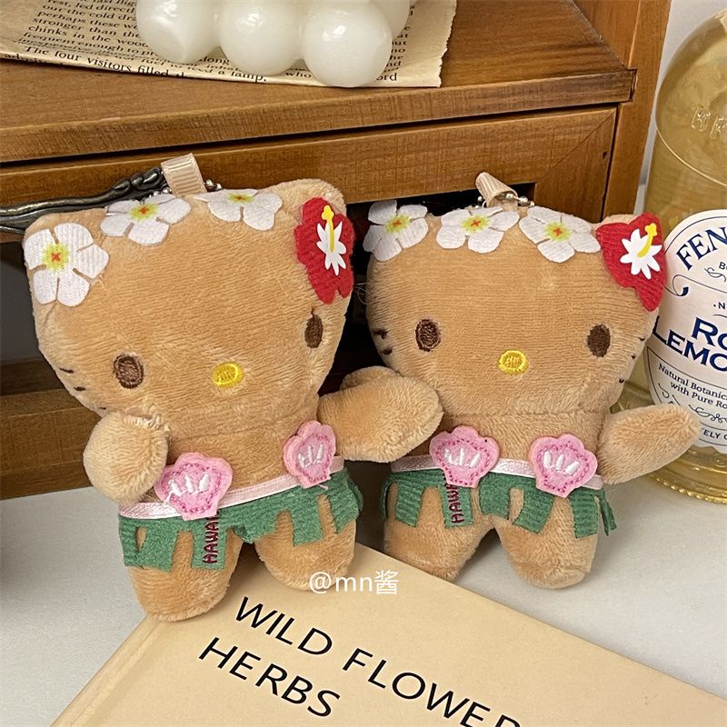 Đen Móc Khóa Da Hình Mèo kitty Phong Cách hawaii Xinh Xắn
