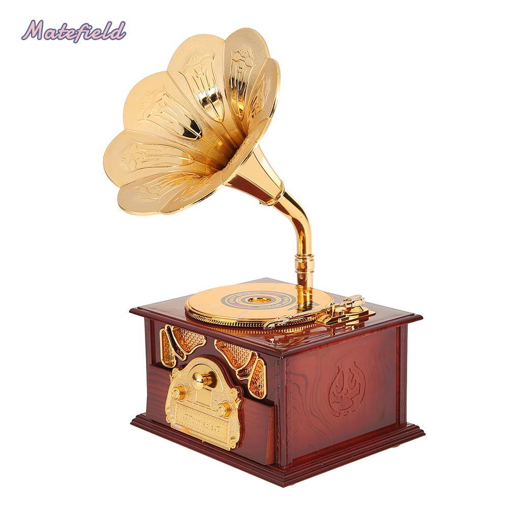 Hộp Nhạc Bằng Gỗ Hình Máy Hát Cổ Điển Sáng Tạo Dùng Làm Quà Tặng Sinh Nhật / Giáng Sinh