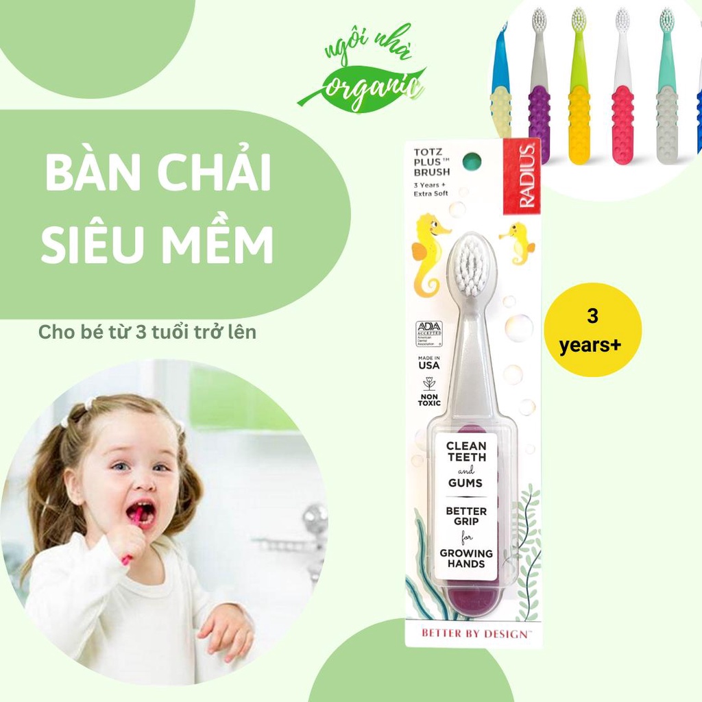 Bàn Chải Siêu Mềm Radius Cho Bé từ 6 tháng/ 18 tháng/ 3 tuổi Pure Brush