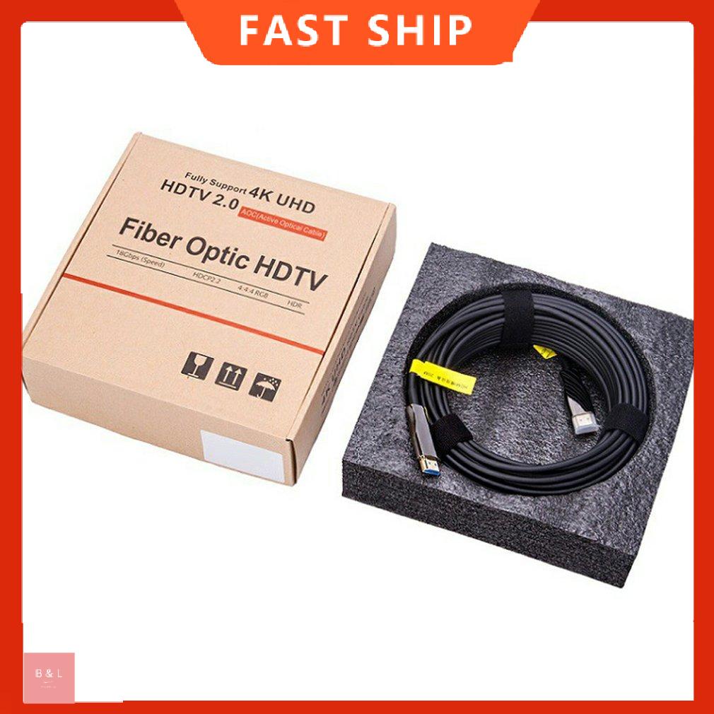 Cáp quang 20m Cáp dữ liệu sợi tương thích HDMI Hỗ trợ dây độ nét cao 2.0 4K@60hz BB Dây độ nét cao