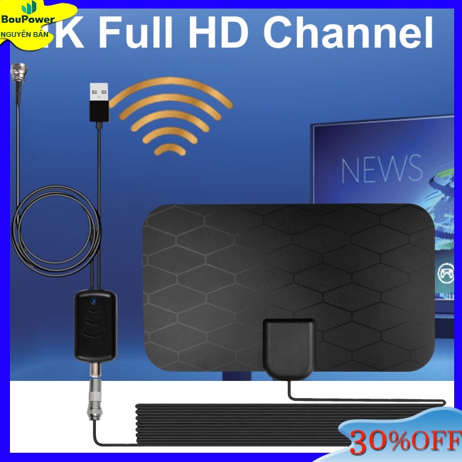 Boupower Ăng Ten Kỹ Thuật Số Trong Nhà 50 Dặm dvb-t2 vhf 47-230mhz Uhd 470-862mhz