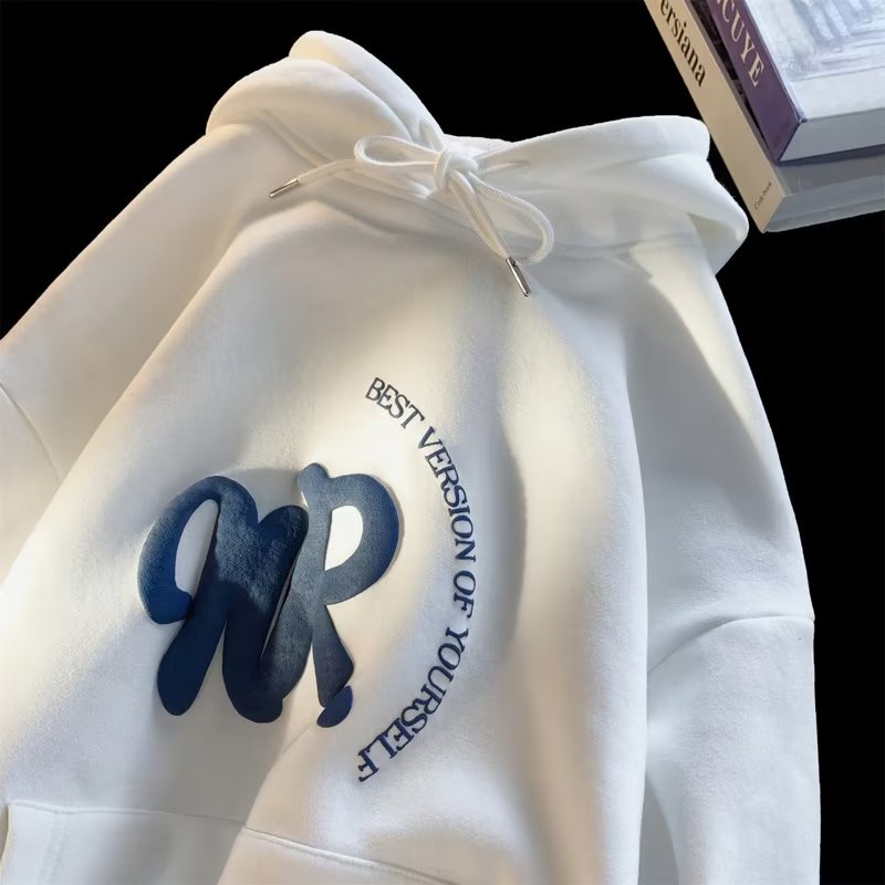 M-8XLáo khoác nam hoodie Tay Dài Dáng Rộng Kaki In Chữ Thời Trang Xuân Thu Mới Unisex