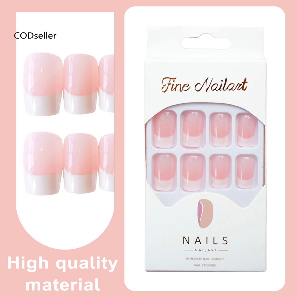 Bộ 24 Móng Tay Giả Hình Vuông Có Keo Nối Ngắn Bóng Tự Nhiên Cho Nữ Và Gia Đình