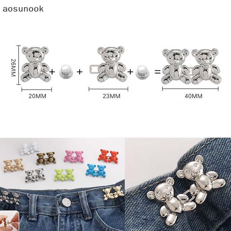 Aosunook 1 Cặp Khóa Cài Thắt Lưng Quần jean Hình Gấu Có Thể Điều Chỉnh