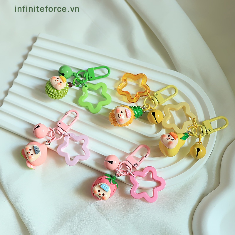 Móc Chìa Khóa resin mini Hình Trái Cây Hoạt Hình Dễ Thương Trang Trí Ba Lô Đi Học Làm Quà Tặng Bạn Bè