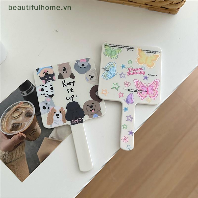 Gương Trang Điểm Cầm Tay Hình Vuông Nhỏ Gọn Có Gương Trang Điểm vanity Có Tay Cầm