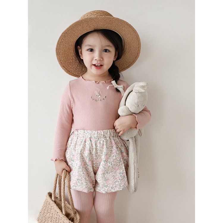 Áo Thun Tay Dài Co Giãn Thoải Mái Thêu Hình Thỏ Dễ Thương Phong Cách Hàn Quốc Cho Nữ  Hàng Có Sẵn Mùa Thu Đông