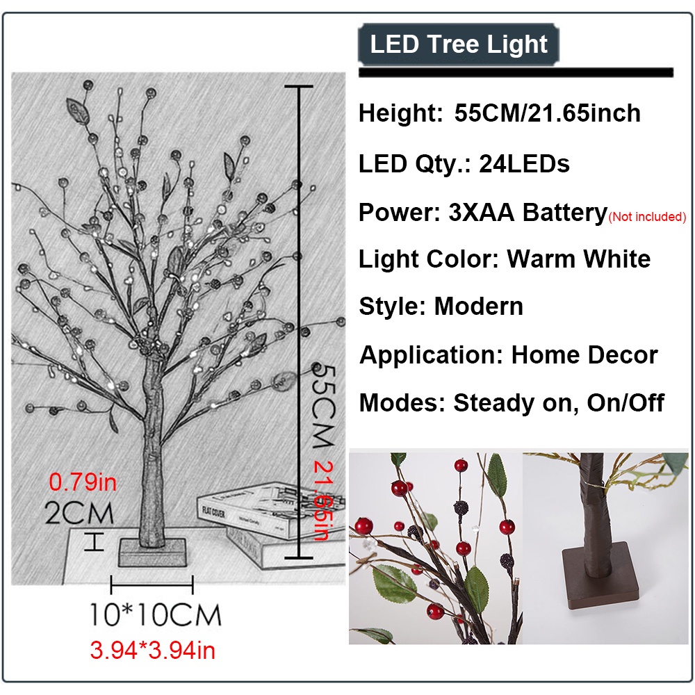 Đèn led Hình Cây Dùng Pin Trang Trí Phòng Khách / Giáng Sinh