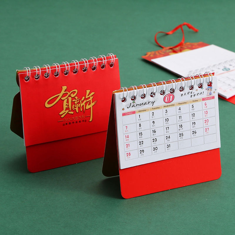 Lịch 2024 mini Để Bàn Họa Tiết Hoạt Hình Dễ Thương Trang Trí Nhà Cửa / Văn Phòng