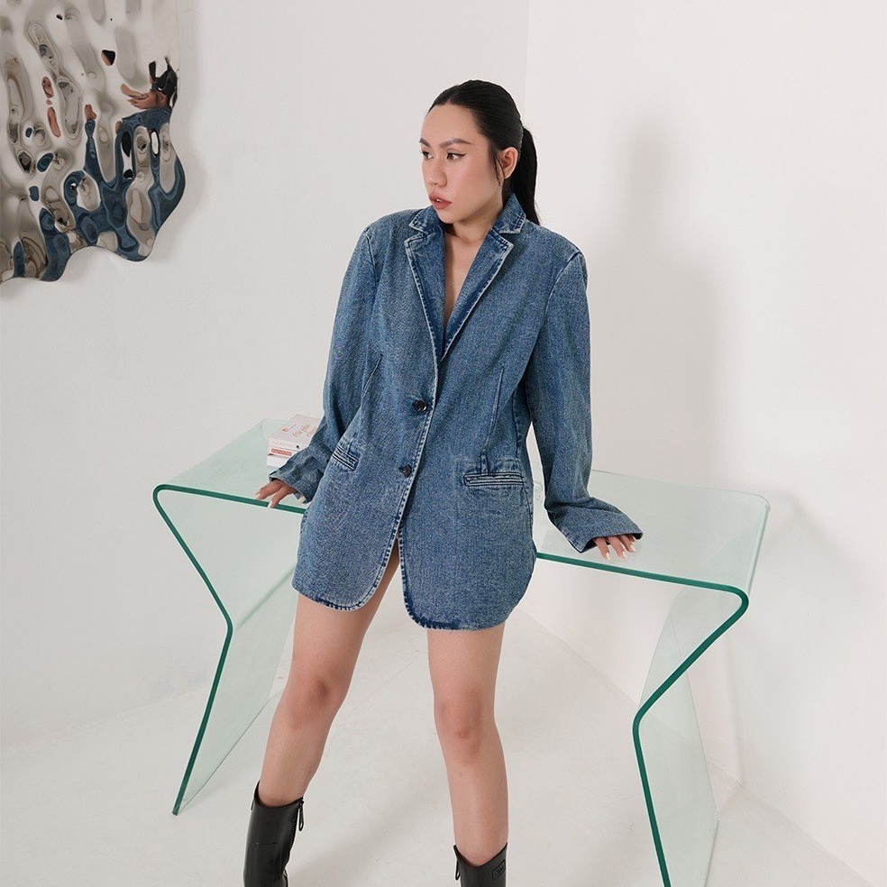 Áo khoác jeans dài BASIC KEYLA BLAZER