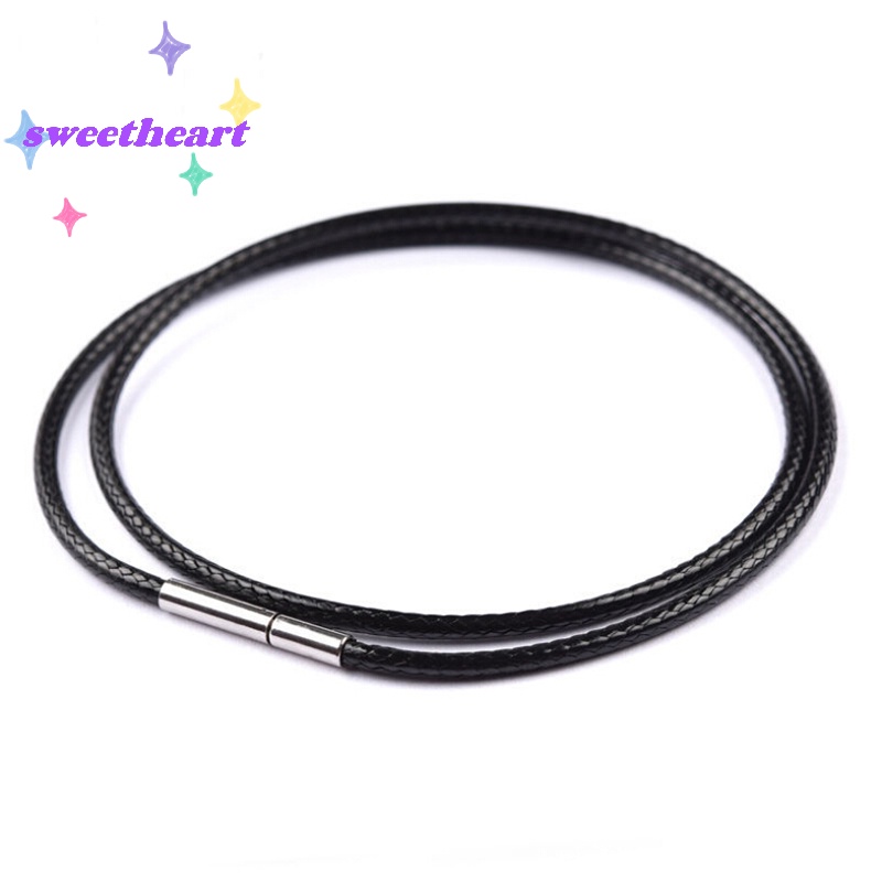 Vòng Cổ choker Dây Da Sáp Đen Bằng Thép Không Gỉ Xoay Vòng